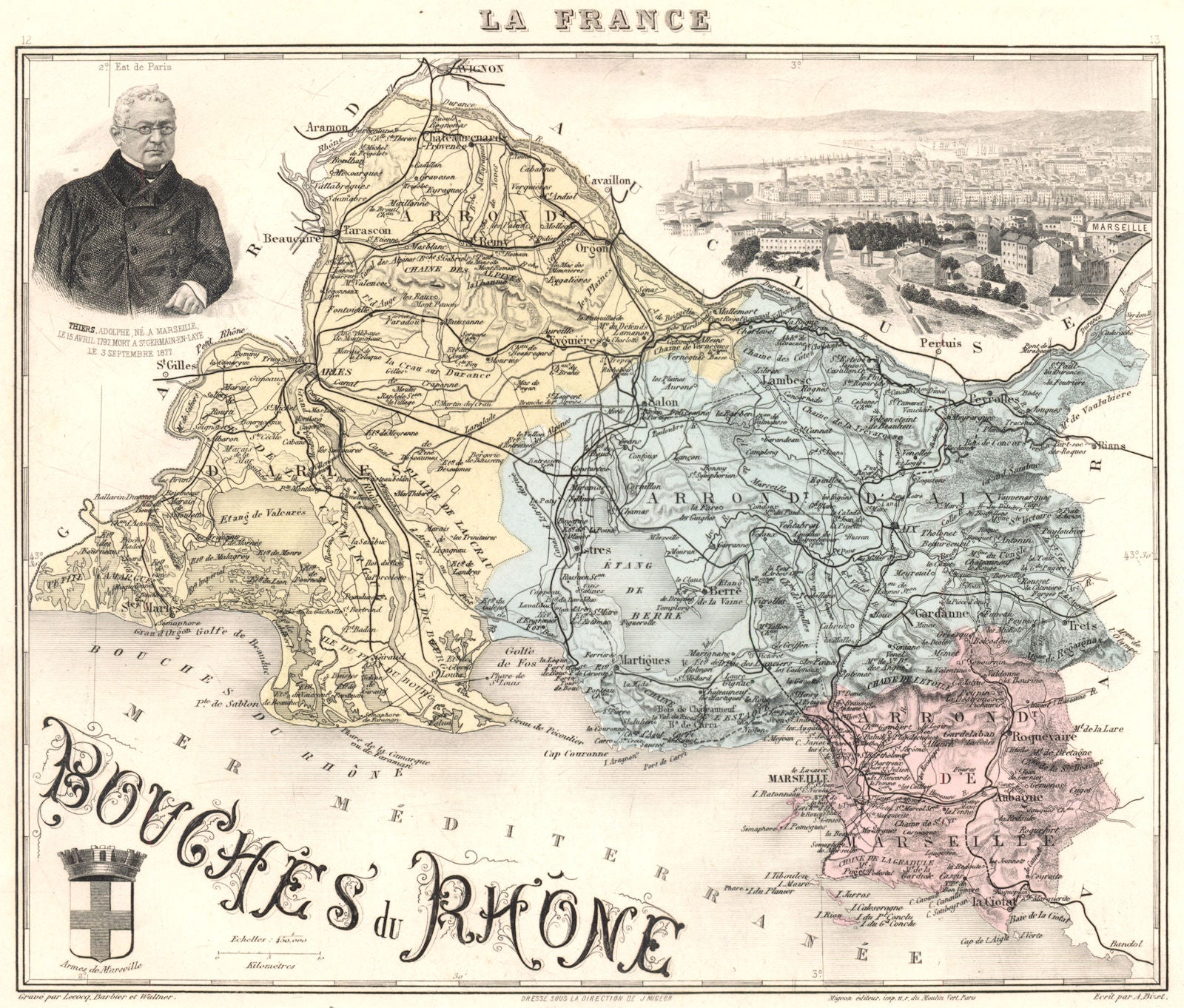 BOUCHES-DU-RHÔNE. Bouches-du-Rhône département. Marseille. Vuillemin 1903 map